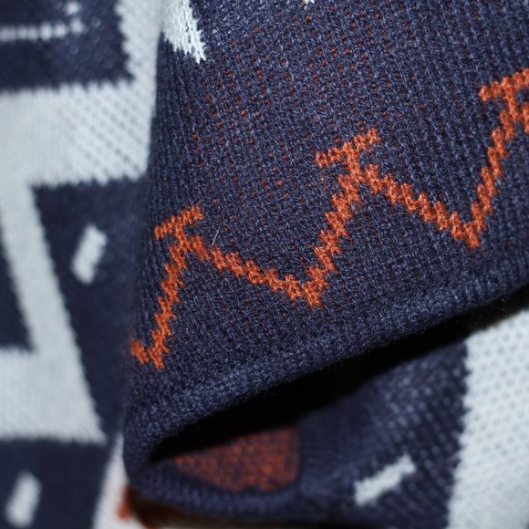 Blue & Orange Wool Tribal Fringe Shawl - Picture 3 of 15